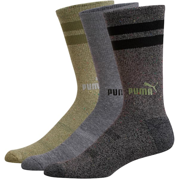 1/2 Terry Men’s Crew Socks [3 Pack], OLIVE, extralarge
